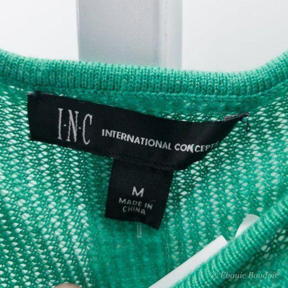 INC Ruched-Side Top Green M (Small hole/pulls) - Picture 6 of 6